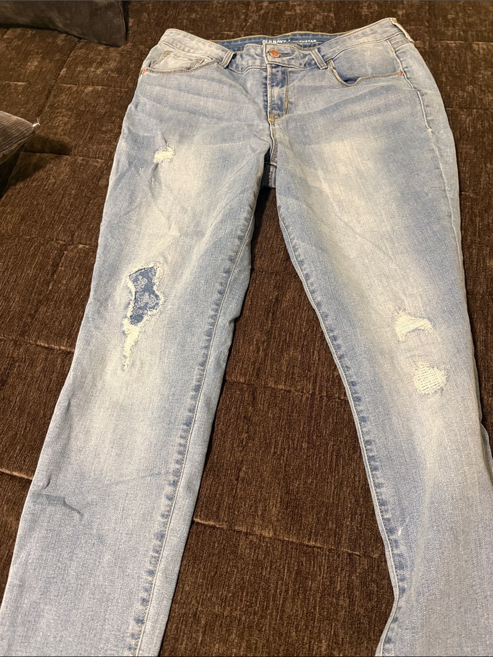 Old Navy Women's Light Blue Distressed Skinny Jeans